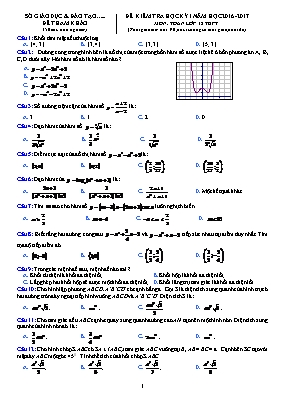 Đề kiểm tra học kỳ I môn Toán học 12 (đề tham khảo)